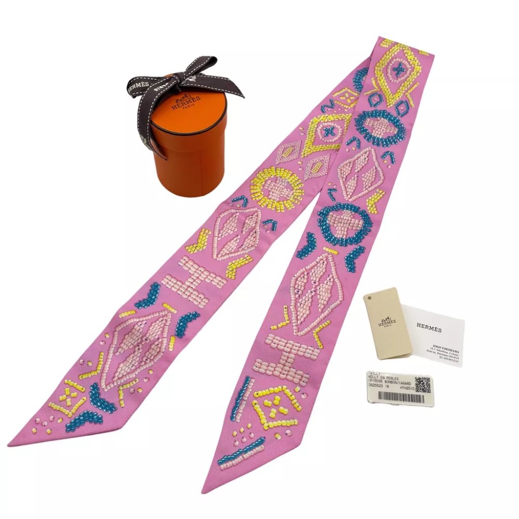 Authentic Hermes Twilly Twill Scarf Pink Silk